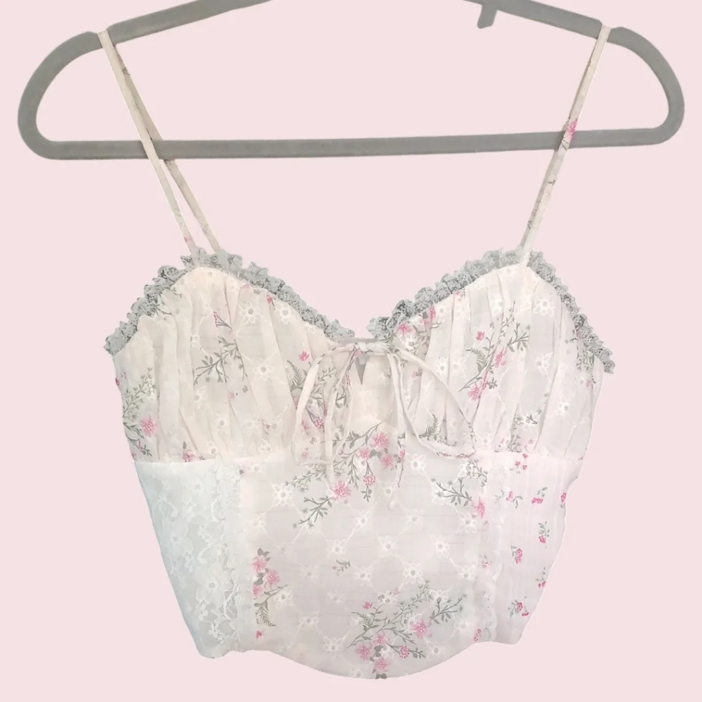 Nordstrom All in Favor Floral Bustier Cami in Ivory Pink Floral M - Picture 4 of 7